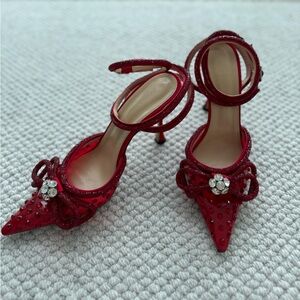 MACH&MACH $1400 red double bow pumps 41